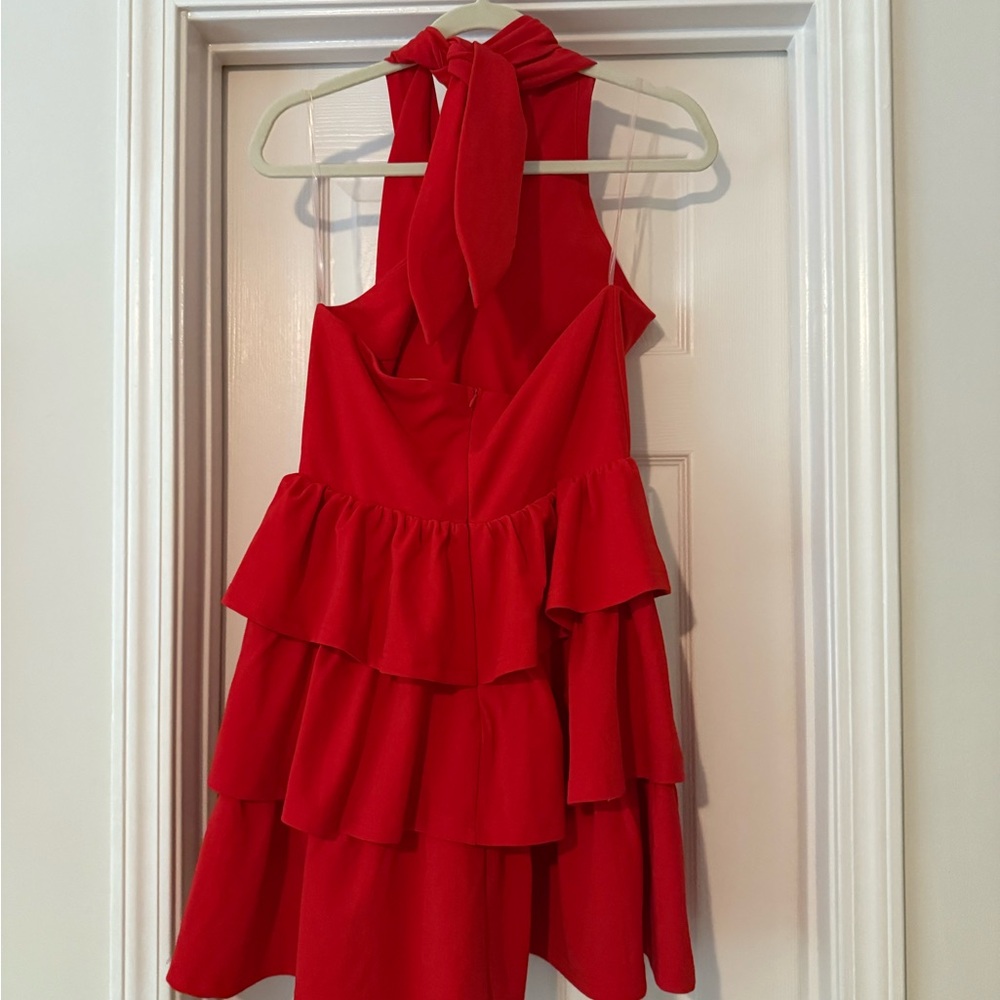 Entro Red Ruffled Halter Dress - Picture 3 of 4